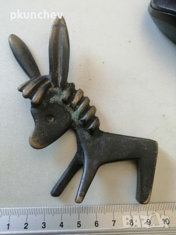 бронзова фигурка Walter Bosse Donkey Brass Figurine Pen Holder, Austria, 1950s, снимка 2 - Антикварни и старинни предмети - 45264201