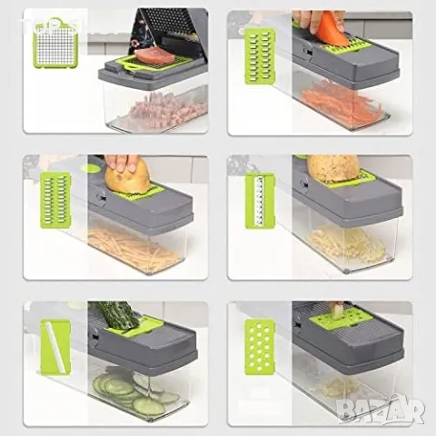 Нов Чопър Ренде Резачка за зеленчуци 15 в 1 Дом Готвене кухня дом готвач, снимка 6 - Други стоки за дома - 49657381