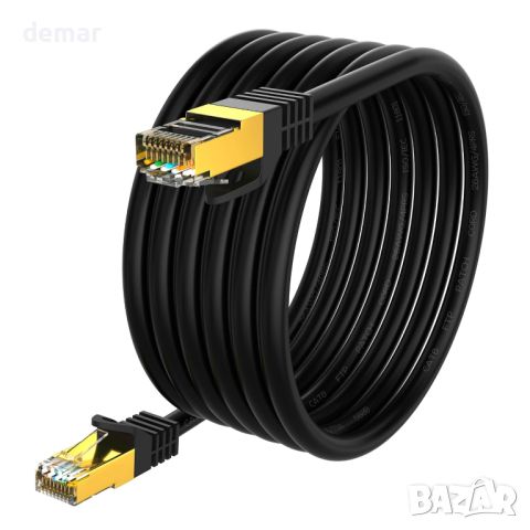 Qxcynsef Outdoor Cat 6 Ethernet кабел, RJ45 екраниран-550-MHz водоустойчив (черен, 35M,40М,50М,60М), снимка 7 - Кабели и адаптери - 45554752