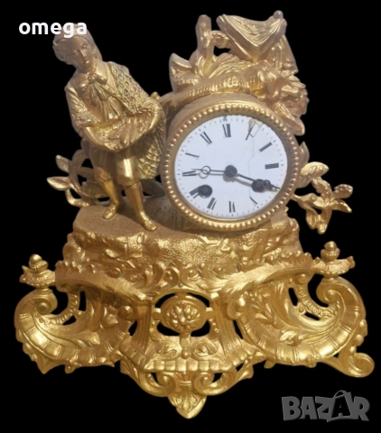 Френски Позлатен Каминен Часовник 