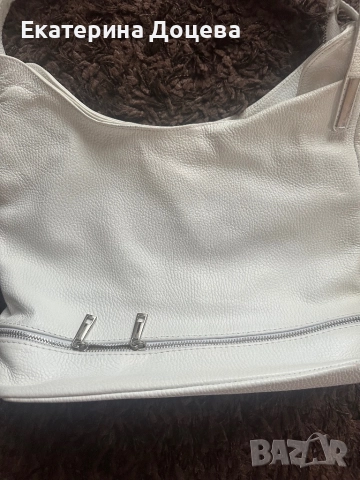 Бяла чанта естествена кожа, снимка 2 - Чанти - 51694366