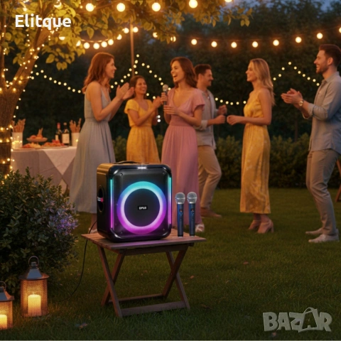 Караоке тонколона с Bluetooth, дистанционно управление и 2 безжични микрофона, 30W звук , снимка 3 - Тонколони - 53187257