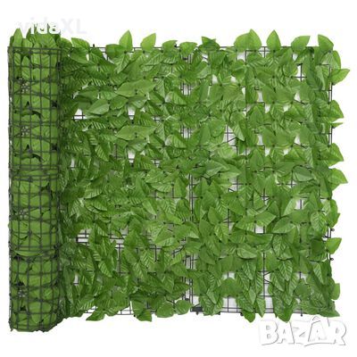 vidaXL Балконски параван със зелени листа, 400x100 см（SKU:315500