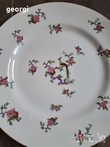 limoges две кръгли плата с цветя и райски птици 8/5, снимка 2 - Прибори за хранене, готвене и сервиране - 49959101