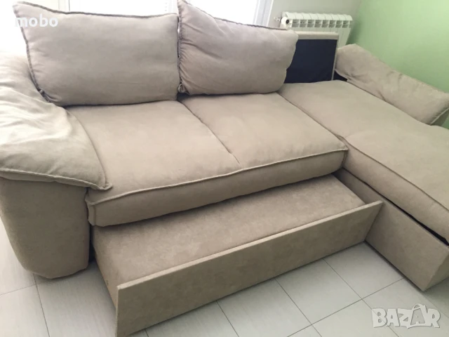 Двуместен диван с лежанка , снимка 7 - Дивани и мека мебел - 51133317