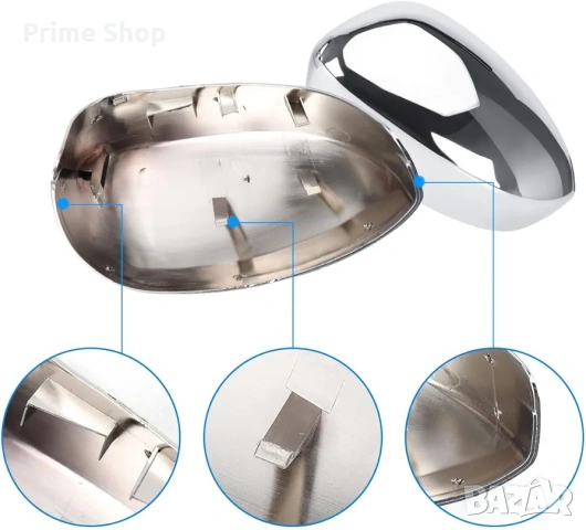 Хромирани капаци за странични огледала за Fiat 500 (2007-2023) – 2 бр., снимка 3 - Части - 53776272