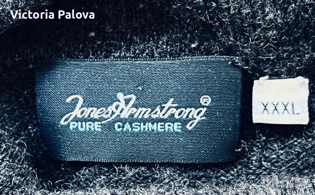 Луксозен тьмносив мъжки пуловер Jones Armstrong от 100% чист кашмир - размер XXXL, снимка 7 - Пуловери - 53777317