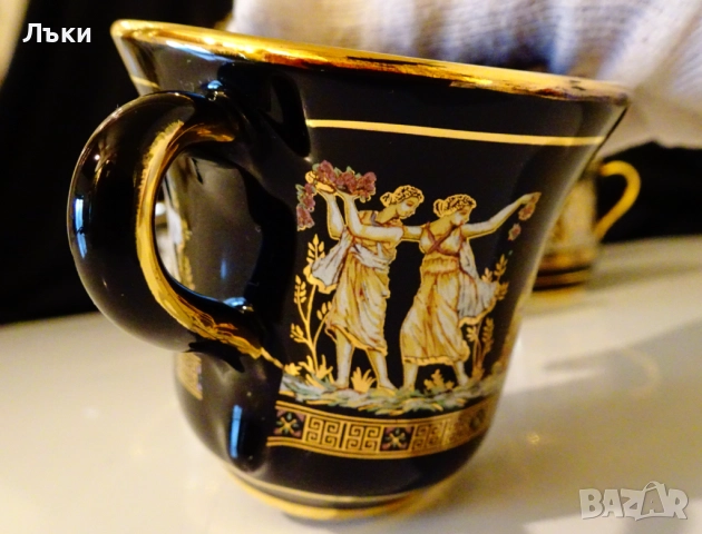 Гръцка чаша с чиния,24 карата злато. , снимка 2 - Антикварни и старинни предмети - 52595596