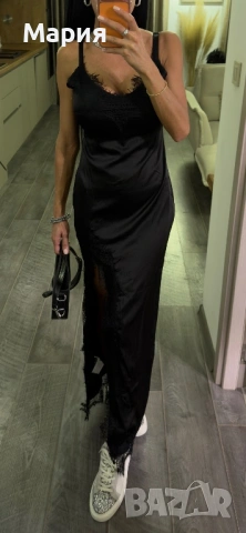 Сатенена рокля - размер ХС, снимка 4 - Рокли - 53128696