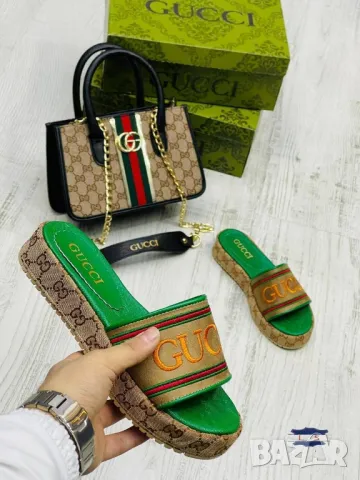 дамски чехли и чанта gucci , снимка 4 - Чанти - 46882118