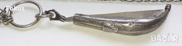 Страхотен голям османски сребърен кюстек с джобно ножче, снимка 2 - Антикварни и старинни предмети - 53390863