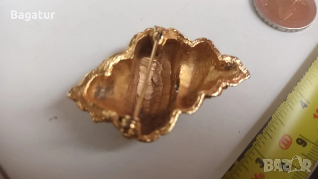 Винтидж стара брошка позлата,раковина,, снимка 7 - Антикварни и старинни предмети - 54044210