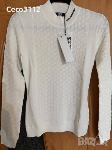 KARL LAGERFELD Нова дамска блуза с поло яка Slim fit, снимка 2 - Блузи с дълъг ръкав и пуловери - 53081911