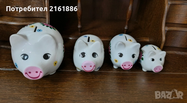 Комплект от четири порцеланови прасенца касички, снимка 3 - Декорация за дома - 52107064
