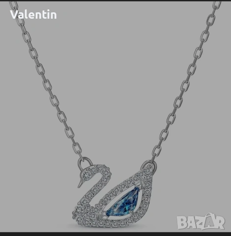 Колие Swarovski /silver blue, снимка 4 - Колиета, медальони, синджири - 53011839
