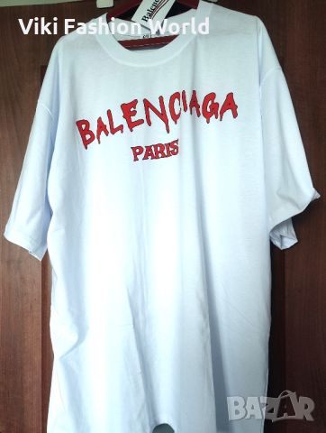 BALENCIAGA бели тениски висок клас овърсайз, снимка 5 - Тениски - 45683071