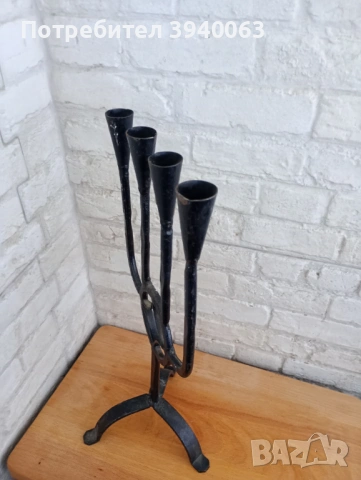 Стар свещник от ковано желязо среден, снимка 8 - Други ценни предмети - 53207781