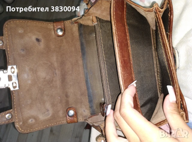 Стара Кожена Дамска Чанта, снимка 5 - Чанти - 51180892
