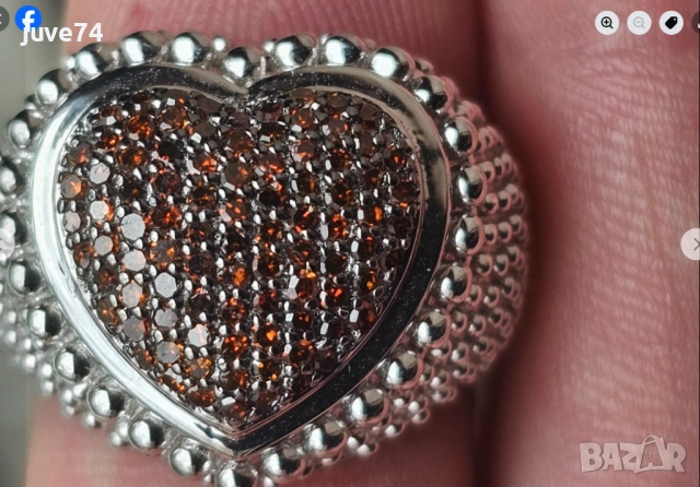 СРЕБЪРЕН ПРЪСТЕН С ЕСТЕСТВЕНИ ЧЕРВЕНИ ДИАМАНТИ  СЕРТИФИКАТ, снимка 8 - Пръстени - 54038967