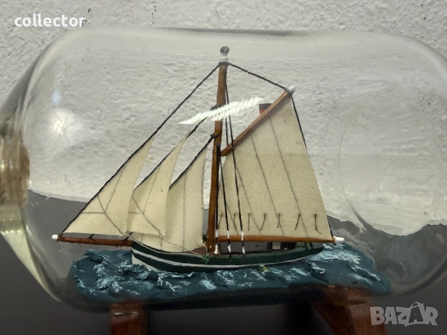 Ръчно изработена платноходка / кораб / лодка в бутилка. №7733, снимка 4 - Антикварни и старинни предмети - 52802789