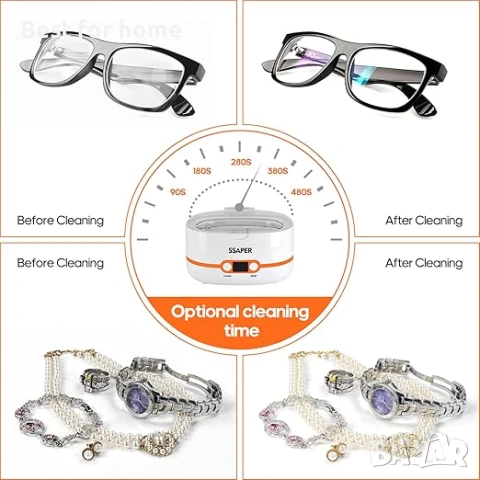 SSAPER Ултразвукова почистваща машина за дома, очила, бижута, часовници, протези и др., снимка 3 - Други - 50535079