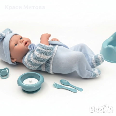 Реалистично бебе с аксесоари - 39см, снимка 6 - Кукли - 52348667