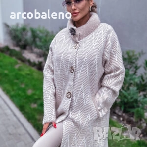 Дамско зашеметяващо елегантно бежово палто   , снимка 4 - Палта, манта - 51912956