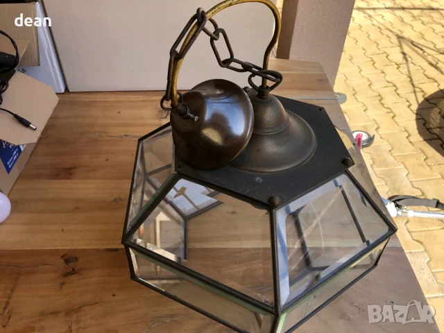 Vintage абажур с три крушки, снимка 9 - Лампи за таван - 51423395