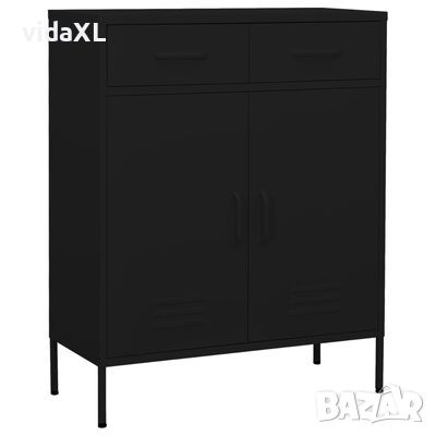 vidaXL Шкаф за съхранение, черен, 80х35х101,5 см, стомана（SKU:336169
