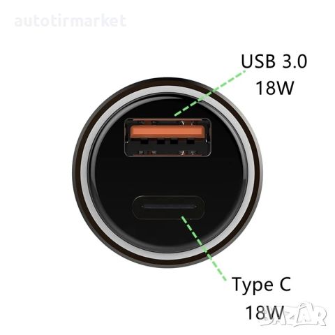 Зарядно за кола с два порта USB и USB-C – T21, снимка 2 - Друга електроника - 45919808