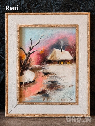 Зима, картина сух пастел, оригинал