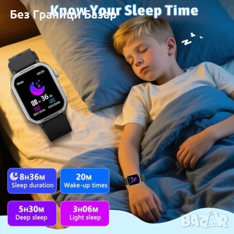 Нов часовник Детски фитнес тракер с крачкомер, мониторинг на сън и активности, снимка 7 - Детски - 51918402