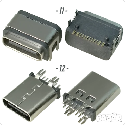 Букса конектор USB Type-C  16 pin ,17 pin USB 3.1 , USB 3.2 SMT Connector, снимка 7 - Ремонт на друга електроника - 50675457