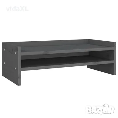 vidaXL Поставка за монитор, сива, 50x24x16 см, бор масив(SKU:813986), снимка 1