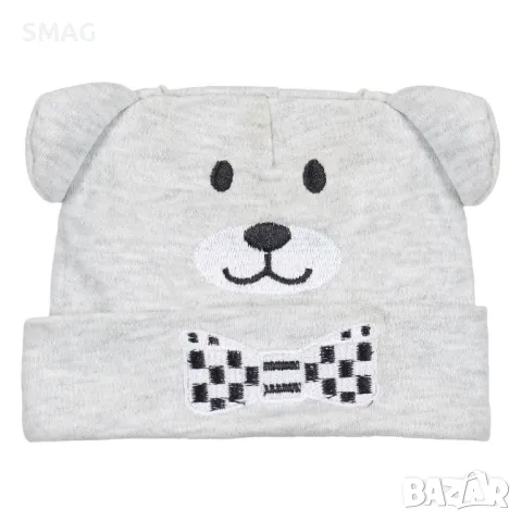 Комплект за новородено за момче Шапка и чорапи 3D плюшено мече сиво S_1205353, снимка 2 - Комплекти за бебе - 49895861