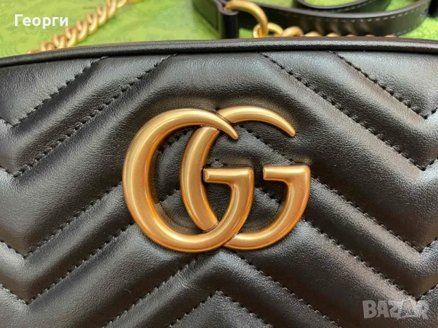 Дамска Чанта Гучи Marmont черна Кожа Автентична Злато Лого ГГ Gucci GG, снимка 6 - Чанти - 46929766