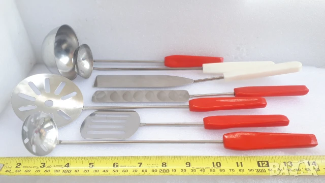 Лот метални кухненски прибори за готвене, червени и бели, снимка 8 - Прибори за хранене, готвене и сервиране - 51139657
