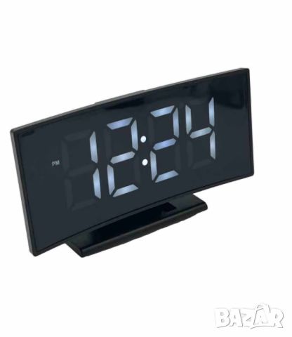 Настолен часовник с бял дисплей,LED,аларма,термометър,извит екран DS-362IL-2, снимка 1 - Други - 45540329