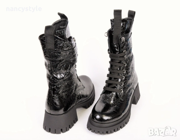ЗИМА '25'26! Високи дамски боти от естествен намачкан лак, снимка 3 - Дамски боти - 52289634