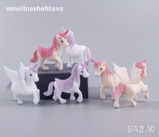 3 броя фигурки топер Unicorn еднорог в розово/лилаво за декорация на торта , снимка 4 - Други - 46135091