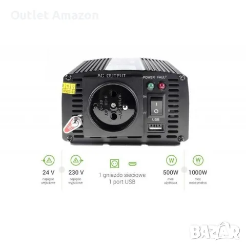 Инвертор GREEN CELL 24V/500W

, снимка 2 - Аксесоари и консумативи - 47636369