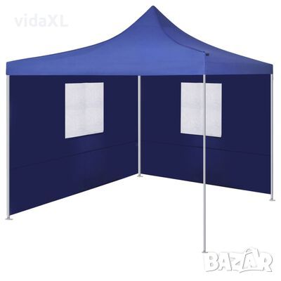 vidaXL Сгъваема шатра с 2 стени, 3x3 м, синя(SKU:44961, снимка 1 - Градински мебели, декорация  - 45619823