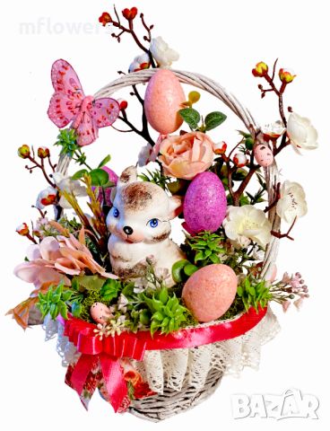Великденска декорация # 5. Украса за Великден в кошница - 32 см, снимка 2 - Декорация за дома - 45493351