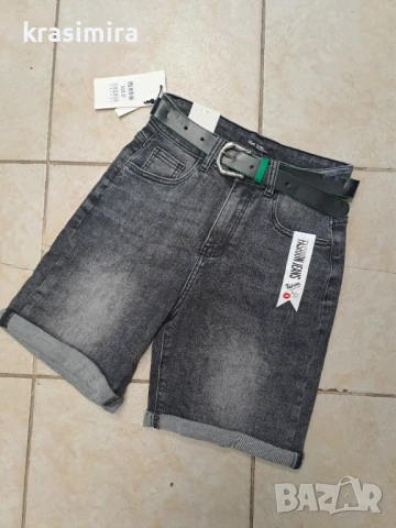 Дънкови панталонки в сиво , снимка 2 - Къси панталони и бермуди - 50575279