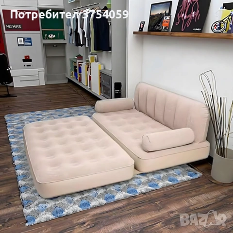 Двоен надуваем матрак с разтегателен диван за спане, снимка 5 - Дивани и мека мебел - 53075488