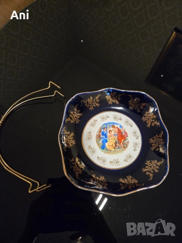 Фруктерия с метална дръжка от ОРИГИНАЛЕН ЧЕШКИ КОБАЛТ, снимка 6 - Прибори за хранене, готвене и сервиране - 52776912