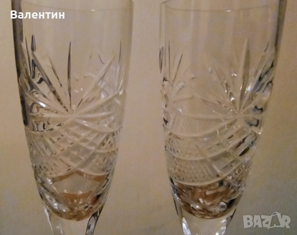 Две прекрасни кристални руски чаши подходящи за сватбено тържество , снимка 3 - Сервизи - 52337556