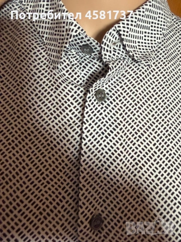 Мъжка риза Coc, десен черно и бяло, снимка 2 - Ризи - 54173860