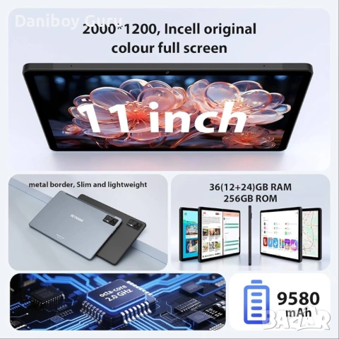 11-инчов таблет с 4G LTE и 5G WiFi, Android 14, таблет 36GB RAM + 256GB ROM/9580mAh/2000*1200 , снимка 2 - Таблети - 53440886