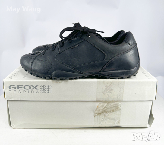 Мъжки обувки Geox Uomo Snake, Естествена кожа,43, 28см, Черен, Като нови